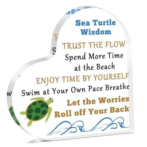 Gifts for Sea Turtle Lovers Women Men Inspirational Desk Sign Turtle Gifts for Turtle Lovers Motivational Acrylic Plaque for Coworker Friends Family Daughter Son Christmas Graduation Desk Decor Signs