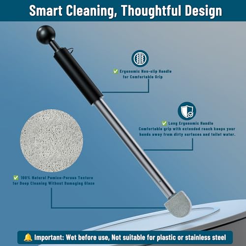 YINGMORE 2026 New Pumice Toilet Cleaner 17inch with Handle - Toilet, Pool & Tub Hard Water Stain Remover (1handle+8pumice) - style: 1handle+8pumice