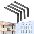 CLT Black Shelf Bracket, 12” X 5” Quarter Inch (1/4") Thick- Max Load: 440 lb Rustic Industrial Modern Farmhouse Heavy Duty Cold Rolled Steel Bracket for Table Bench, Space Saving DIY, Pack of 4 - size: 12 Inch, style: Black L Bracket