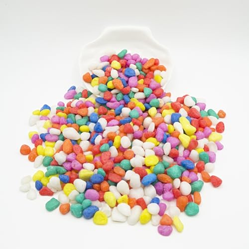 Mixed Color Pebbles for Crafts, 0.9 Pound Natural Polished Aquarium Gravel, Decorative Pebbles for Indoor Plants, Turtle Tank, Vase, Succulents Cactus, Garden Landscaping - color: Mixed Color