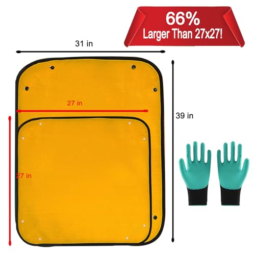 39"x31" Orange Thickened Repotting Mat for Plant Transplanting, Waterproof Tray for Potting Soil Mess Control, Portable Gardening Mat with Protective Gloves, Best Gift for Gardeners
