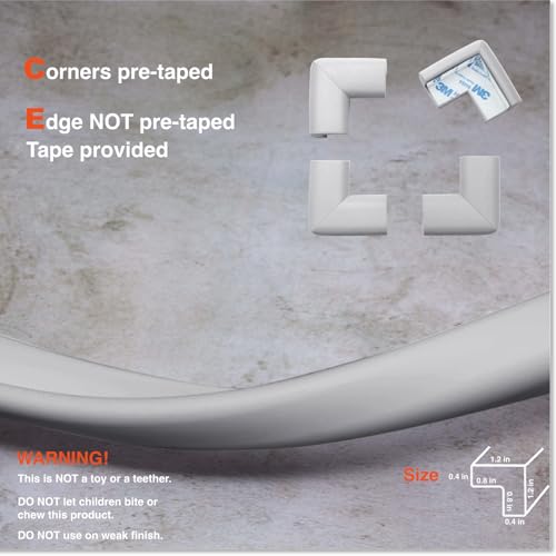 Roving Cove HeftyFit Edge Corner Protector Baby Proofing (Large 15ft Edge 4 Corners), Heavy-Duty, Soft NBR Rubber Foam, Furniture Fireplace Safety Bumper Guard, 3M Adhesive, Stone Grey - color: Stone Grey, size: Large 15 feet