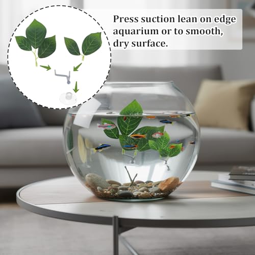 3 PCS Fish Leaf Pad Fish Tank Accessories, Adjustable Plastic Fish Leaf Pad, Betta Fish Leaves Natural Habitat Playing for Betta, Guppy, Tropical Fish Resting, Playing, Breeding with Suction Cup