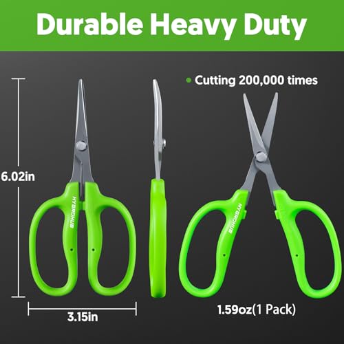 Garden Scissors, 6in Pruning Shears Snips Non-stick Coated Sharp Steel Blades - Gardening Tools Garden Shears for Plants Herb Flowers in Grow Tent and Hydroponics, Curved Blade - style: Curved Blade