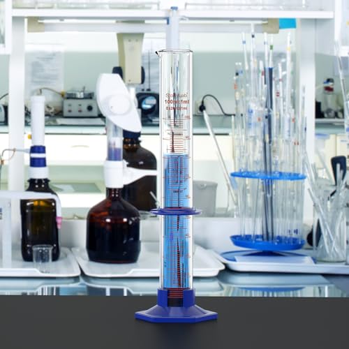stonylab Graduated Cylinder, Laboratory Borosilicate Glass Graduated Measuring Cylinder with Plastic Hexagonal Base and Protective Collar, 100 ml - size: 100 ml