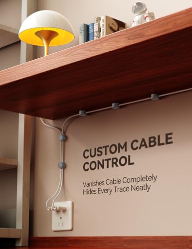 8-Pack Cord Organizer Magnetic Cable Clips, Desk Cable Management Wire Hider, FLYLEAD Silicone Cord Holder for Nightstand, Cable Organizer for Office Workspaces Desktop Organization Home Accessories - color: Grey