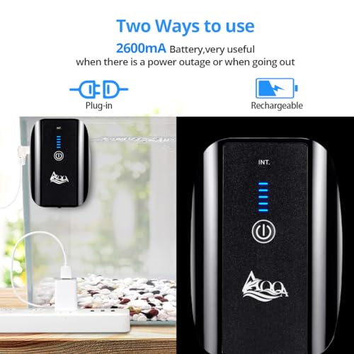 AQQA Aquarium Rechargeable Air Pump,Multifunctional Portable Energy Saving Power Quiet Oxygen Pump, One/Dual Outlets with Air Stone,Suitable for Indoors Power Outages Fishing - size: 2.5W(0-140gal)