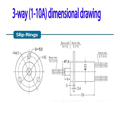 Slip Ring Electrical 3 Wires 10A 22mm Rotary Connector Motor Conductive Ring for Robotics CCTV Industrial - style: 3 Wires 1-10A Diameter 22mm