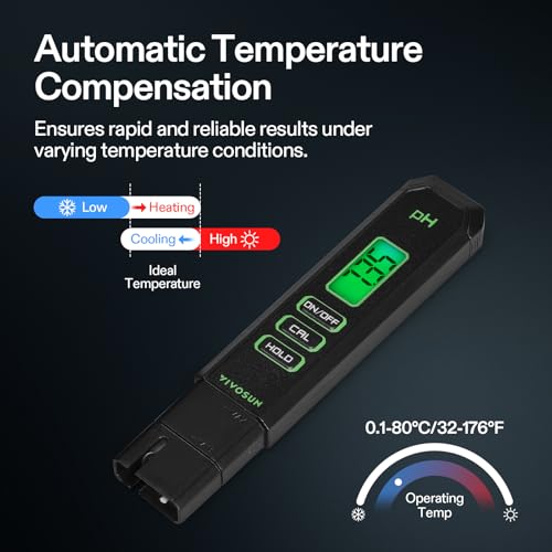 VIVOSUN Digital pH Meter, 0-14 Range with 0.01pH High Accuracy Pen Type pH Tester for Hydroponics, Household Drinking, Pool and Aquarium, Black, UL Certified - color: Black