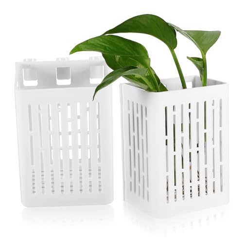 BESPORTBLE 2pcs Aquarium Plant Holder Baskets White Aquatic Plant Cup Fish Tank Holder Aquarium Supplies