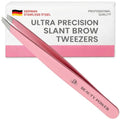 Beauty Power Tweezers for Women Facial Hair: Ultra Precision Tweezers for Women & Men, Sharp Slant Tweezer for Eyebrows, Ingrown Hair Removal. Professional Plucker, German Stainless Steel (Pink) - color: Pink