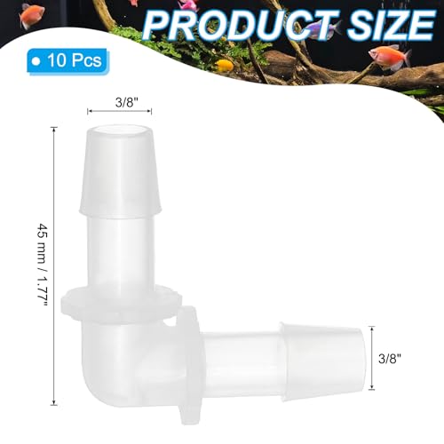 PATIKIL 3/8" Plastic Hose Barb 90 Degree Elbow, 10 Pack L-Barb Fittings 2 Way Equal Barbed Joint Connector Splicer Mender Hose Adapter Union Adapter for Aquarium Fuel Gas Liquid Air - size: 3/8 Inch