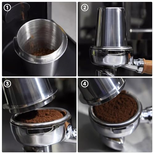 Coffee Dosing Cup 51mm, Stainless Steel Espresso Dosing Cup Coffee Machine Powder Feeder, Mug Coffee Powder Dosing Cup for Espresso Machine with 51mm Portafilter