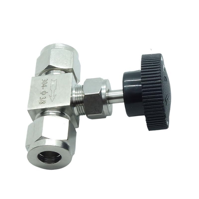 1 Piece Stainless Steel 304 3/8" Tube OD Double Ferrule Compression Fitting Instrument Needle Valve - size: Straight 3/8" OD