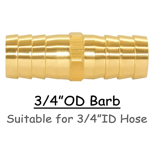 Uenede 8PCS Brass 3/4"OD Barb Splicer Mender Hose Barb Fitting Straight 2-Way Union Garden Hose Repair Fittings for Water/Oil/Gas - size: 3/4" Barb, style: Straight (2 Way)
