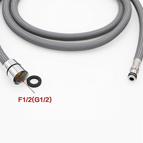 180cm F1/2 M15*1 Replacement Faucet Hose Quick Connect Pull Out Hose Nylon Hose Tube Gray Black 180cm Shower Kitchen Accessories (Color : Black hose, Size : A) - color: 180cm Black hose
