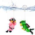 2-Pack Floating Fish Tank Decorations, Little Diver Aquarium Decoration Aquarium Accessories Fish Playmate for Fish Tank(Pink& Green)