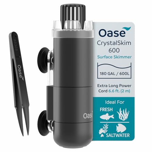 OASE CrystalSkim 600 Surface Skimmer for Freshwater and Marine Aquariums – Compact Internal Filter for Film Oil and Debris Removal, Quiet, Adjustable Flow, Shrimp-Safe, for Tanks up to 160 Gal / 600 L - size: Crystalskim 600