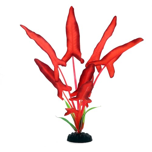2-Pack 12 Inch Aquarium Silk Aquarium Plants, Artificial Plastic Plant for Small Tank, Goldfish, Fish Hides,Dark Red - color: Dark Red