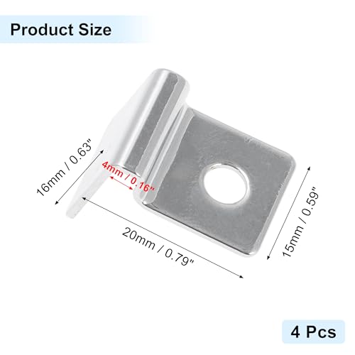 4 Pcs Aquarium Lid Clips, 4mm Aquarium Cover Support Clamps, Aquarium Cover Holder Lid, Stainless Steel Aquarium Tank Cover Clamps Set, Silver Tone