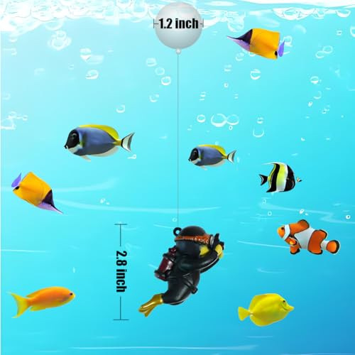 Floating Aquarium Decorations – Diver Fish Tank Floating Decor, Adjustable Floating Fish Tank Accessories for Betta Fish, Cute Aquarium Ornament (Diver Black) - color: Diver Black