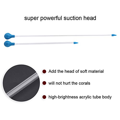 2Pcs Coral Feeder, 40cm 60cm Long Acrylic Fish Feeding Tool for Aquarium Coral Anemones Brine Shrimp, Arylic Tube Body Safety Use, 1 Year, 30 Days Money Back, Long