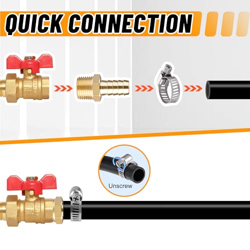 22Pcs Brass Hose Fittings, 3/8" Barb to 1/4" NPT, 1/4" Barb to 1/4" NPT Male, 1/8" 1/4" 3/8" 1/2" Barbed Air Hose Kit with 44Pcs Pipe Hose Clamps - size: 22pcs barb adapter