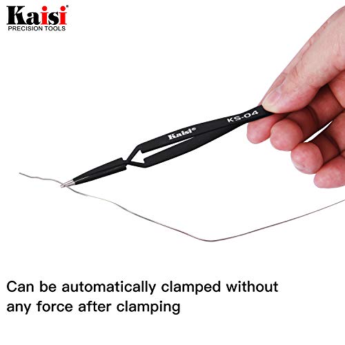 Precision Tweezers Set, Kaisi 12 PCS ESD Tweezer Set, Anti-Static Stainless Steel Tweezers Kit Curved Tweezers for Craft, Jewelry, Electronics, Laboratory Work - size: 12 Pcs