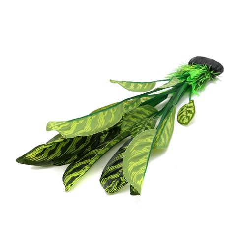 ALEGI Silk Aquarium Plants, 12 Inch Artificial Silk Plants Decorations for Fish Tank,Aquarium Décor Plastic Plants (Green with Stripes, 2 Pack) - color: Green With Stripes