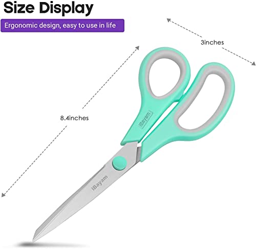 iBayam 8 '' Multipurpose Heavy Duty Scissors Bulk 36-Pack, 2.5mm Thickness Ultra Sharp Blade Shears with Comfort-Grip Handles for Household School Office Supplies, Right/Left Hand Tools - color: Mint, Grey, Purple, size: 36-Pack