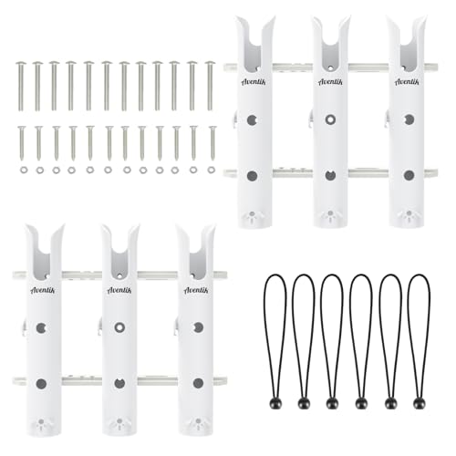 Aventik Tube Fishing Rod Holder Bracket Wall Mounted Boat Side Mount Tool Holder Tube Links with Screws 1/2/3/4/6 Pole Tube Fishing Rod Holders - color: 6-Pole White