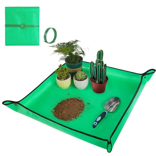 HNXTYAOB Repotting Mat for Indoor Plant Transplanting and Mess Control 27"x 27" Thickened Waterproof Potting Tray Foldable Succulent Potting Mat Portable Gardening Mat Garden Gifts for Women & Men - color: Pale Green, size: Small 27" x 27"