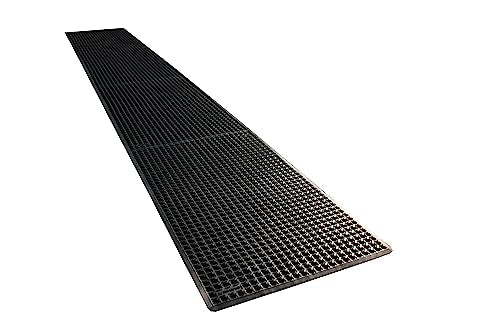 Rhino Mats, K-Series Comfort Tract Anti-Fatigue Drain-Thru Beveled Floor Mat, Drainage Non-Slip Grease-Resistance for Kitchen, Restaurant, Pool, Gym, Bar or Patio (Black, 3' x 20' x 0.5") - size: 3' x 20' x 0.5" Black