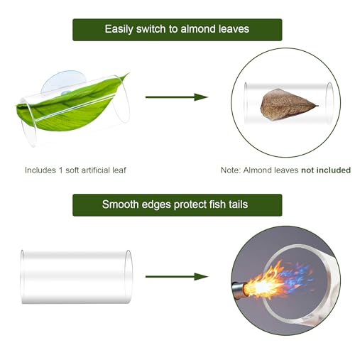 Betta Fish Hammock & Tunnel Hideout Bed Toy, Floating or Wall-Mounted Clear Acrylic Tube for Rest & Play, Betta Fish Tank Accessories with Suction Cup and Floating Ring for Aquarium Decoration