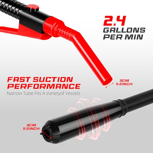 Portable Transfer Pump Battery Operated Electric Siphon Pump for Gas, Fuel, Diesel, Water Transfer 2.4 GPM Flow Oil Extractor, 47 Inches Hose-Easy to Use Hand Fuel Pump, Multi-Use Transfer Pump(Red) - size: 1 Pack Red 2
