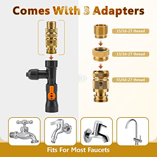 hygger Bucket-Free Aquarium Water Change Kit Metal Faucet Connector Fish Tank Vacuum Siphon Gravel Cleaner with Long Hose 25FT Drain & Fill - size: 25 Foot(Pack of 1)