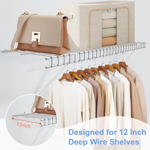 12 Inch Wire Shelf Brackets Set, 8 Pack Metal White Closet Support Bracket with End Brackets & Clips for Wire Shelving Wall Bracket Installation, Support Wire Closet Shelves Racks (8 Pack) - size: 8 Pack