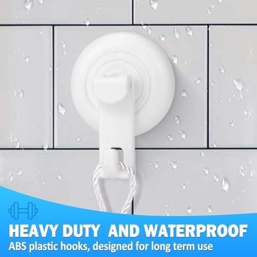 TACGEA Suction Cup Hooks for Shower, Powerful Vacuum Shower Hook for Towel, Robe, Loofah - Reuseable and Removeable Bathroom Hook, White, 6 Pack - color: White, size: 6 Pack