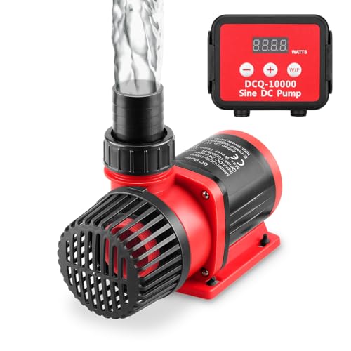 2640GPH 80W Aquarium DC Retrun Pump With LCD display Controller,DC24V 18FT Lift Controllable water pump for fresh and marine water fish tank,100 speeds ECO Quiet inline and submersible pump