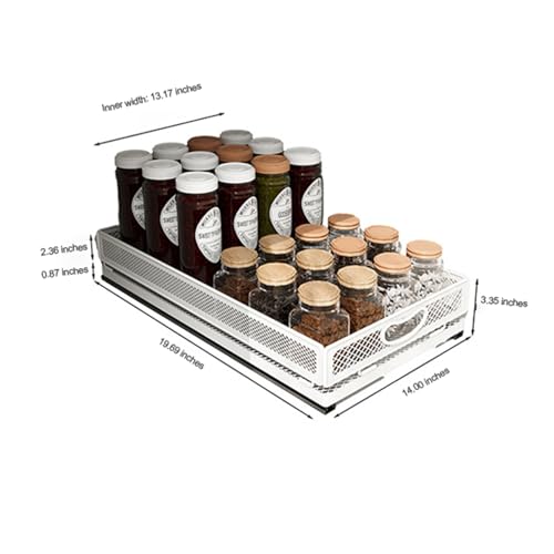 Pull Out Cabinet Organizer, Slide Out Drawers Fixed with Adhesive Nano Film, Pantry Shelves Sliding Drawer Storage Organization for Kitchen/Bathroom/Bedroom (19.7*13.8*3.3inch/50*35*8.5cm) - size: 19.7*13.8*3.3inch/50*35*8.5cm