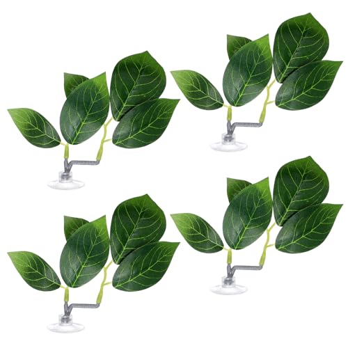 4 Pcs Fish Leaf Pad, Betta Leaf Hammock Adjustable Plastic Plants with Suction Cup Aquarium Decor Fish Tank Accessories Simulating The Natural Habitat for Betta Spawning Grounds Breeding Resting Bed
