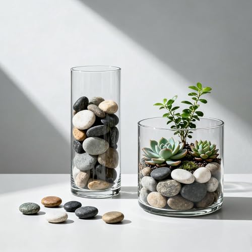 Onlyfire 15lb Polished Pebbles, 3/8" Natural Decorative Mixed Color River Rocks Aquarium Gravel Stones for Landscaping, Indoor Plants, Vase, Succulent, Fish Tank - size: 15 Pounds