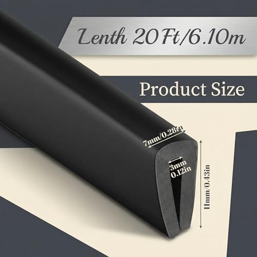 Kingdder Rubber Edge Trim 1/8" U Channel Sheet Metal Edge Protector Door Seal Strip Guard Weather Resistance Fits for Car Doors Steel Plates Glass Hatches Table Corners(20 Feet Long, Black) - size: 20 Feet