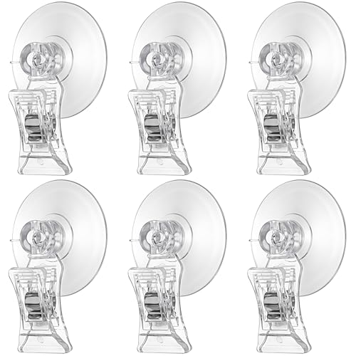 6 Pack Aquarium Suction Cup Clips, Clear Plastic Fish Feeding Tool, Veggie Seaweed Plant Holder for Fish, Underwater Fish Feeder, Tank Fish Feeder Clips Accessories