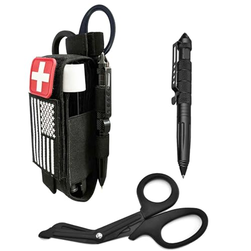 Upgrade 1000D Laser Cut Molle Tourniquet Holder, Heavy Duty Tactical Molle Tourniquet Pouch Holder - color: SET-BLACK