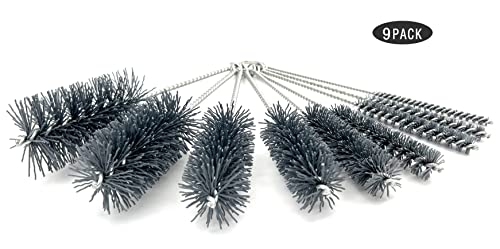 Pipe Cleaning Brush Set Abrasive Filament, 9 Piece Variety Pack for Removal of Rust, Corrosion, Paint