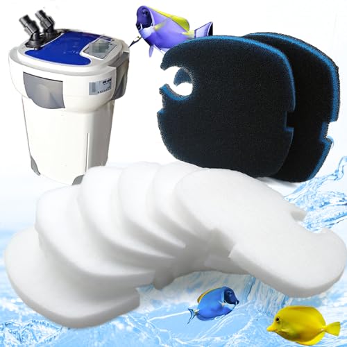 PurifyLogix Replacement Canister Filter Pads Compatible with SUNSUN HW-304B/404B/704B/3000 CF500 Aquarium Filter, 6 White Floss and 2 Upgraded Coarse Pads, 8pcs