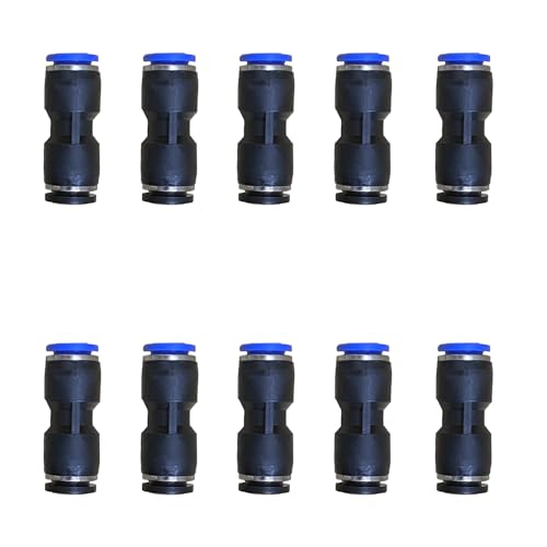 1/4" OD x 6mm OD Pneumatic quick Connector Push to Connect fittings Straight reducer Union/Coupler (Pack of 10) - size: 1/4inch-6mm