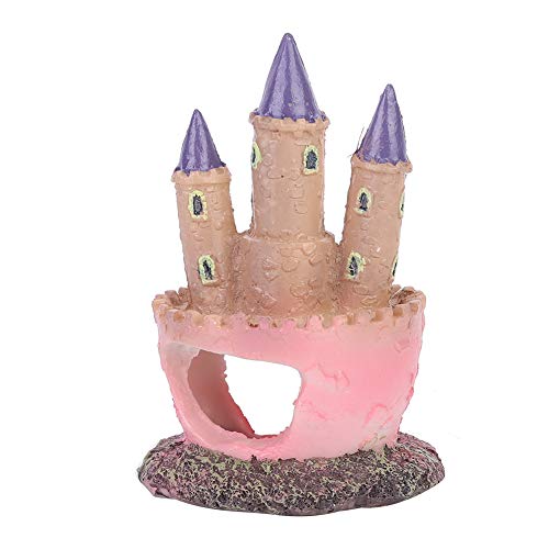 AYNEFY Aquarium Castle Decorations,Resin Cartoon Castle Shape Fish Cave Hideouts Ornaments Aquarium Landscape Decoration for Freshwater and Saltwater Fish
