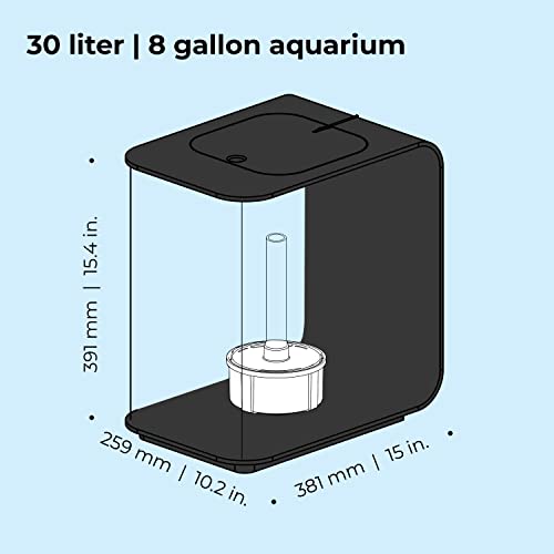 biOrb Flow 30 Acrylic 8-Gallon Aquarium with White LED Lights Modern Tank for Tabletop Display, Black - color: Black with LED Lighting, size: 8 Gallon